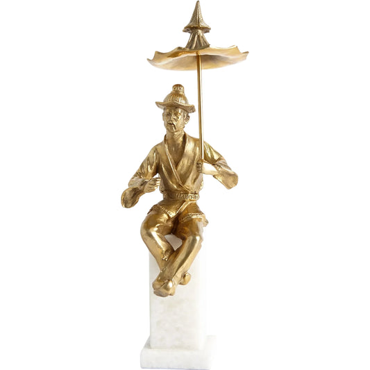 Bohea - Left Facing Tea Drinking Man by Global Views. Made from brass, marble in a transitional style.