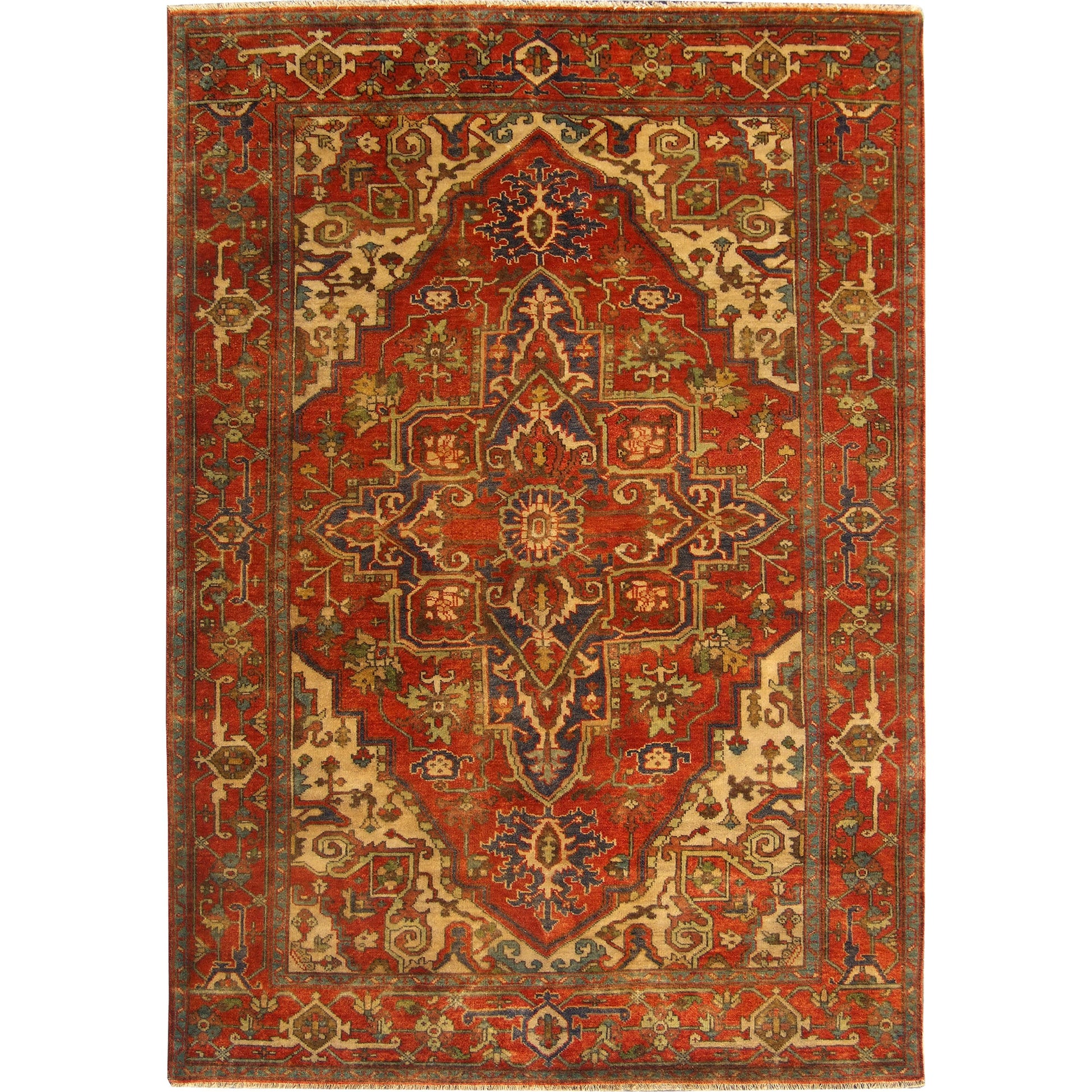 Antique Weave Serapi 7045 Rug by Exquisite Rugs in rust, ivory. Made from new zealand wool in a unique style.