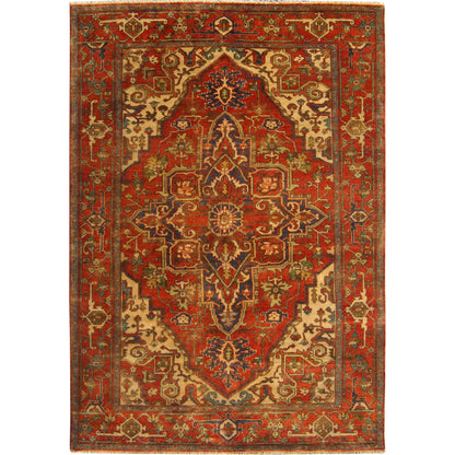 Antique Weave Serapi 7045 Rug by Exquisite Rugs in rust, ivory. Made from new zealand wool in a unique style.