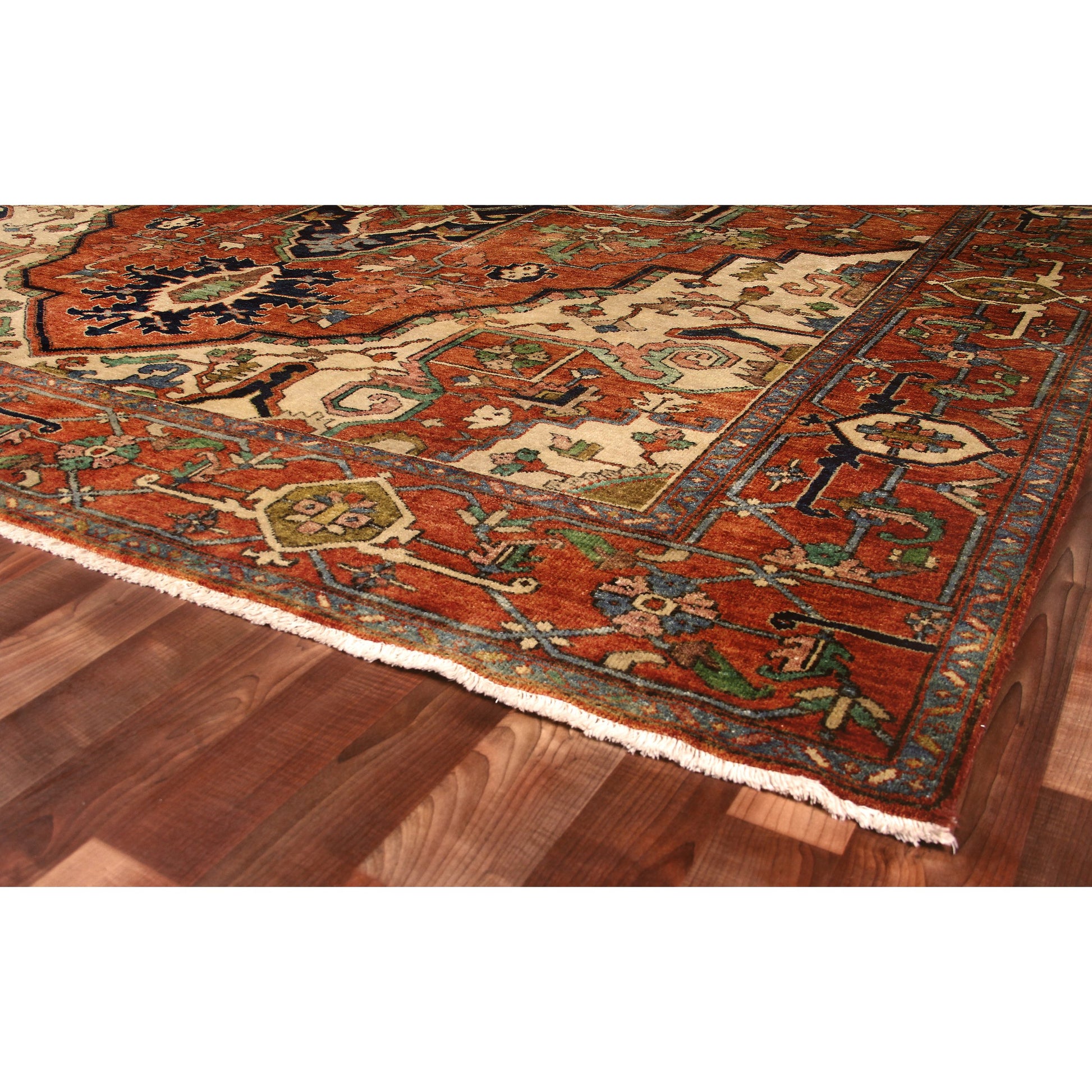 Antique Weave Serapi 7045 Rug by Exquisite Rugs in rust, ivory. Made from new zealand wool in a unique style.