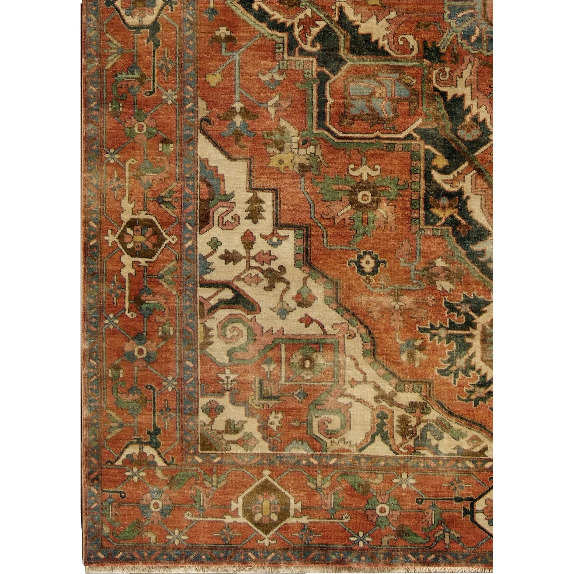 Antique Weave Serapi 7045 Rug by Exquisite Rugs in rust, ivory. Made from new zealand wool in a unique style.