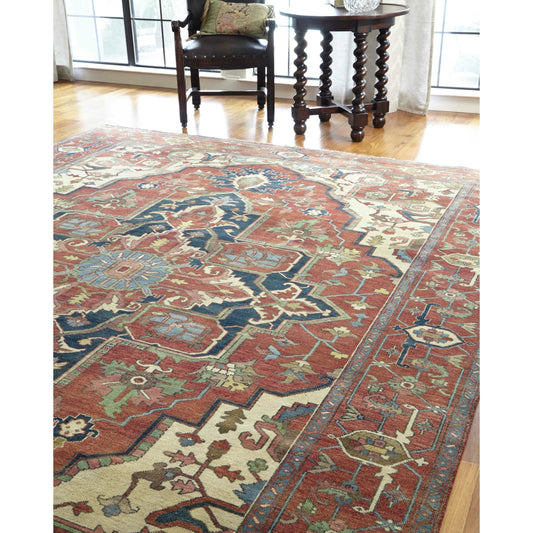 Antique Weave Serapi 7045 Rug by Exquisite Rugs in rust, ivory. Made from new zealand wool in a unique style.