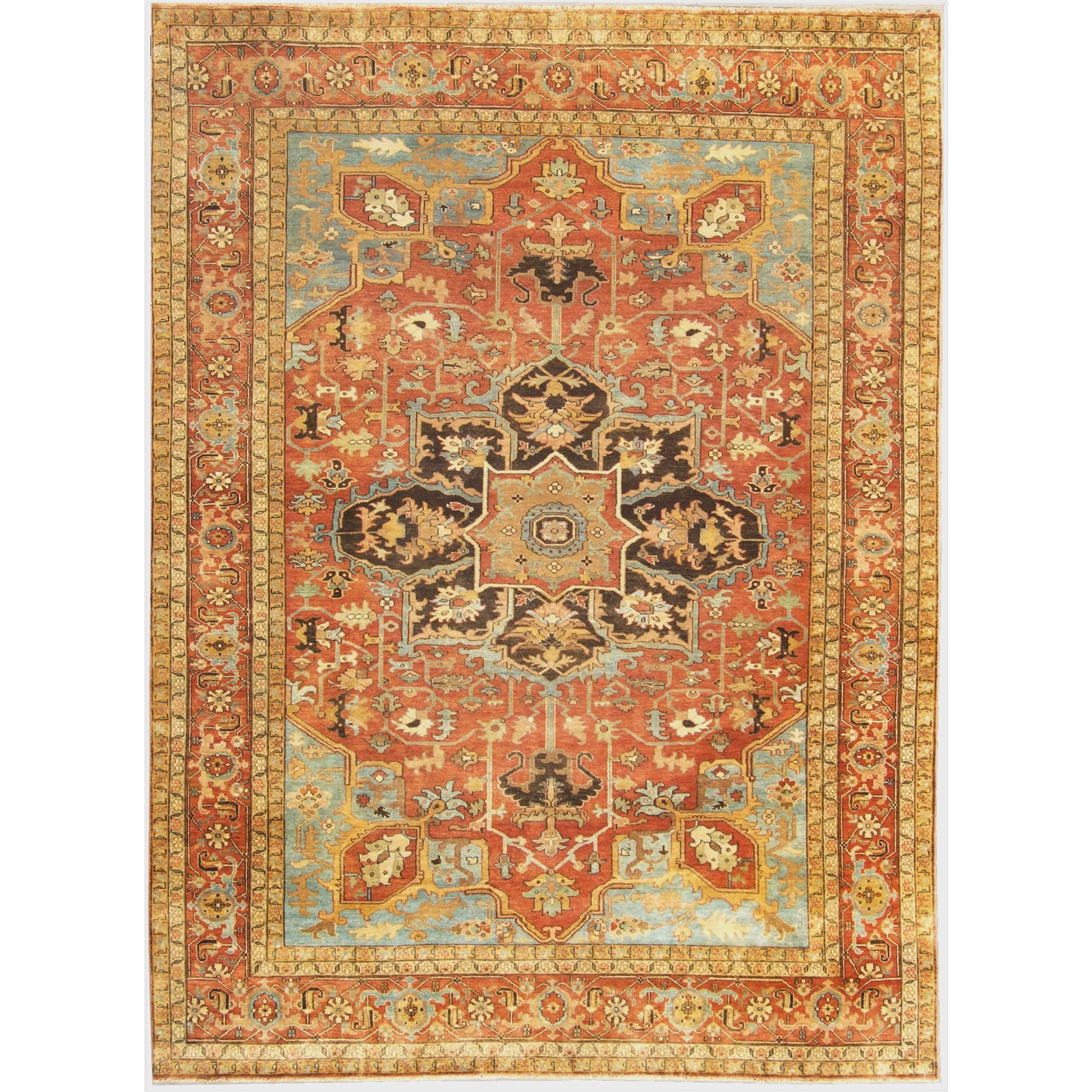 Antique Weave Serapi Rug - Rust, Blue, Multi by Exquisite Rugs in rust, blue, multi. Made from new zealand wool in a unique style.