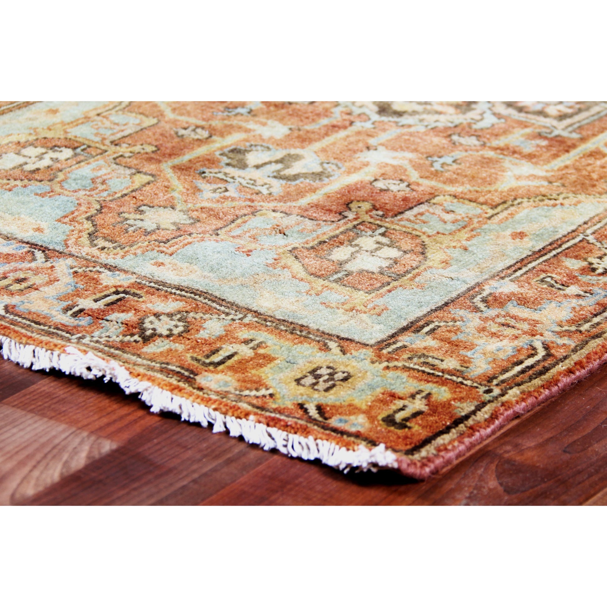 Antique Weave Serapi Rug - Rust, Blue, Multi by Exquisite Rugs in rust, blue, multi. Made from new zealand wool in a unique style.