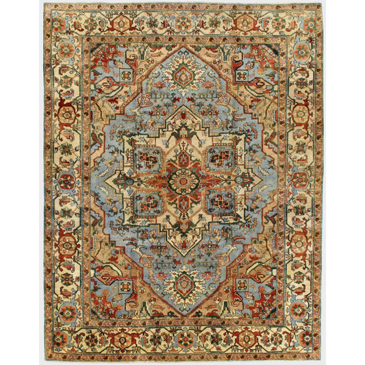 Antique Weave Serapi 7051 Rug by Exquisite Rugs in light blue, ivory. Made from new zealand wool in a unique style.