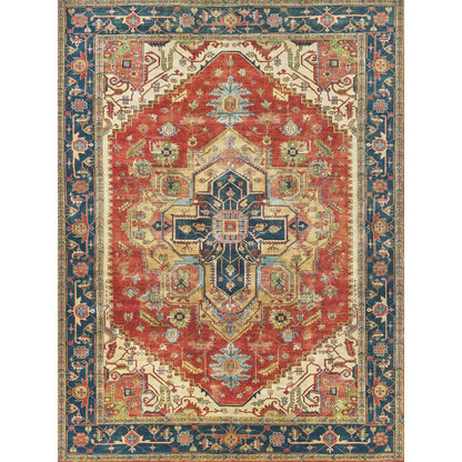 Antique Weave Geometric Serapi Rug by Exquisite Rugs in red, navy. Made from new zealand wool in a unique style.