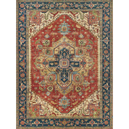 Antique Weave Geometric Serapi Rug by Exquisite Rugs in red, navy. Made from new zealand wool in a unique style.