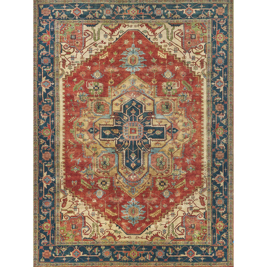 Antique Weave Geometric Serapi Rug by Exquisite Rugs in red, navy. Made from new zealand wool in a unique style.