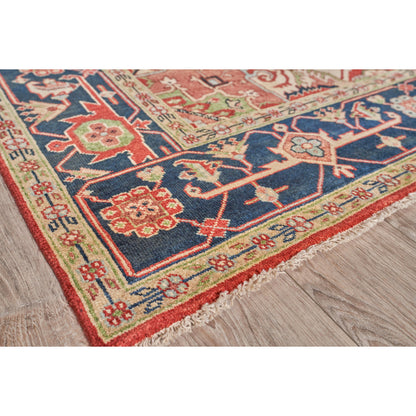 Antique Weave Geometric Serapi Rug by Exquisite Rugs in red, navy. Made from new zealand wool in a unique style.