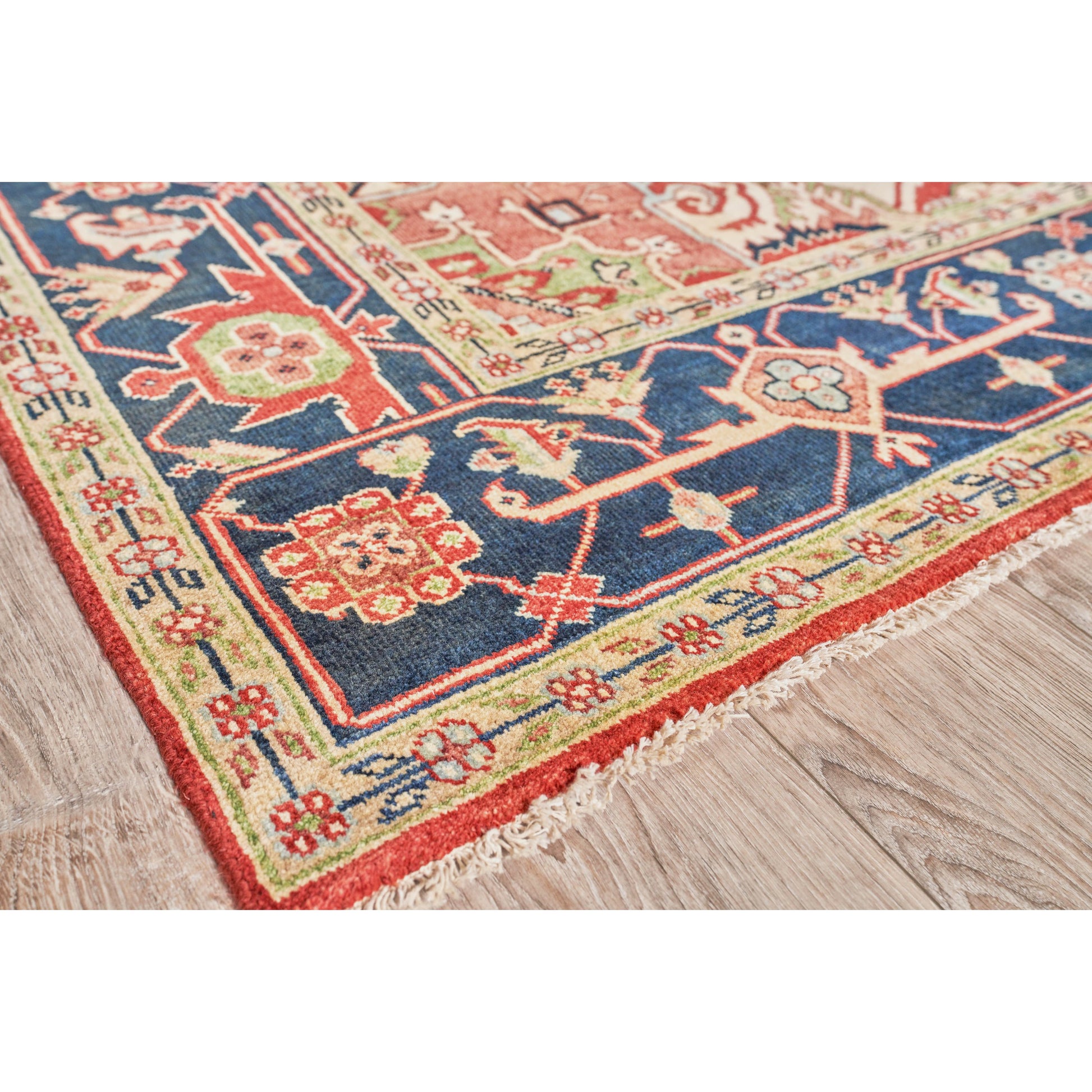 Antique Weave Geometric Serapi Rug by Exquisite Rugs in red, navy. Made from new zealand wool in a unique style.