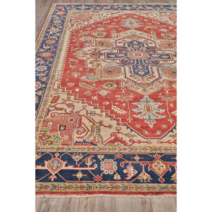 Antique Weave Geometric Serapi Rug by Exquisite Rugs in red, navy. Made from new zealand wool in a unique style.