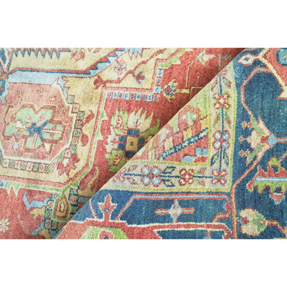 Antique Weave Geometric Serapi Rug by Exquisite Rugs in red, navy. Made from new zealand wool in a unique style.