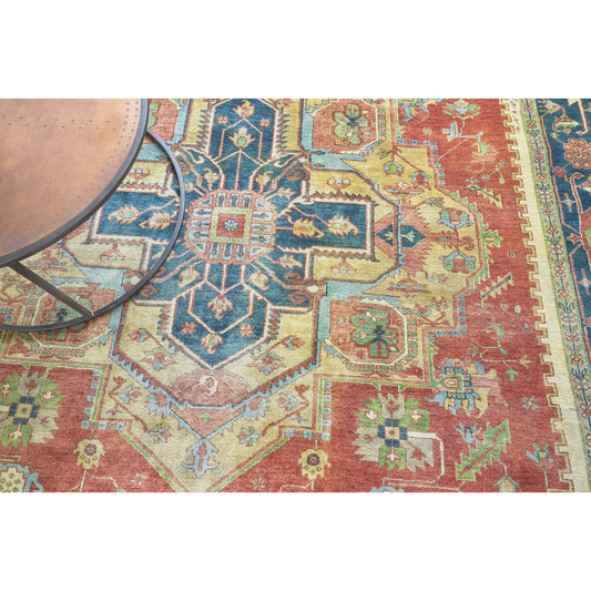 Antique Weave Serapi Rug - Red, Navy by Exquisite Rugs in red, navy. Made from new zealand wool in a unique style.