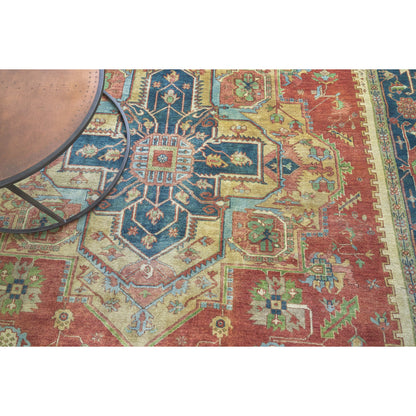 Antique Weave Geometric Serapi Rug by Exquisite Rugs in red, navy. Made from new zealand wool in a unique style.
