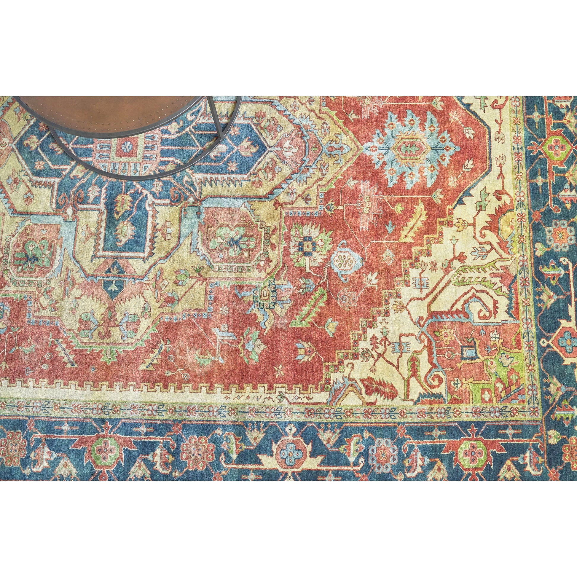 Antique Weave Geometric Serapi Rug by Exquisite Rugs in red, navy. Made from new zealand wool in a unique style.