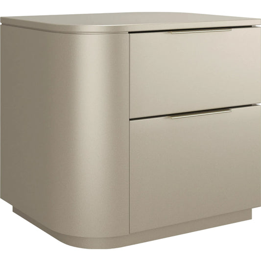 Oblique Nightstand by Caracole in soft silver paint gloss. Made from unique in a unique style.