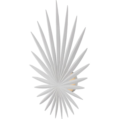 Bismarkia Wall Sconce by Currey and Company in gesso white. Made from wrought iron in a modern style.