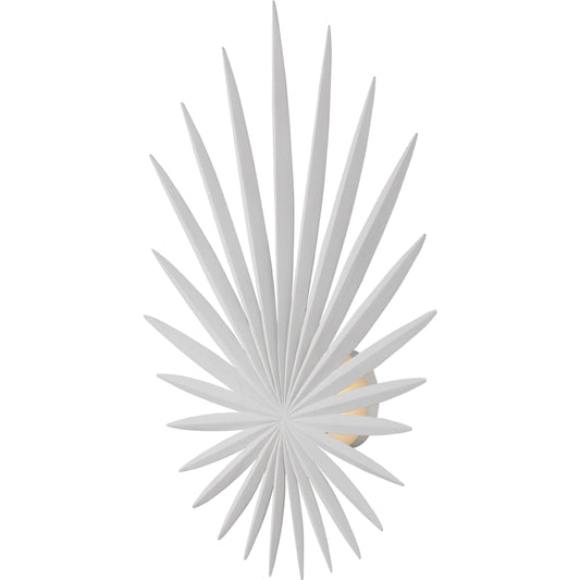 Bismarkia Wall Sconce by Currey and Company in gesso white. Made from wrought iron in a modern style.