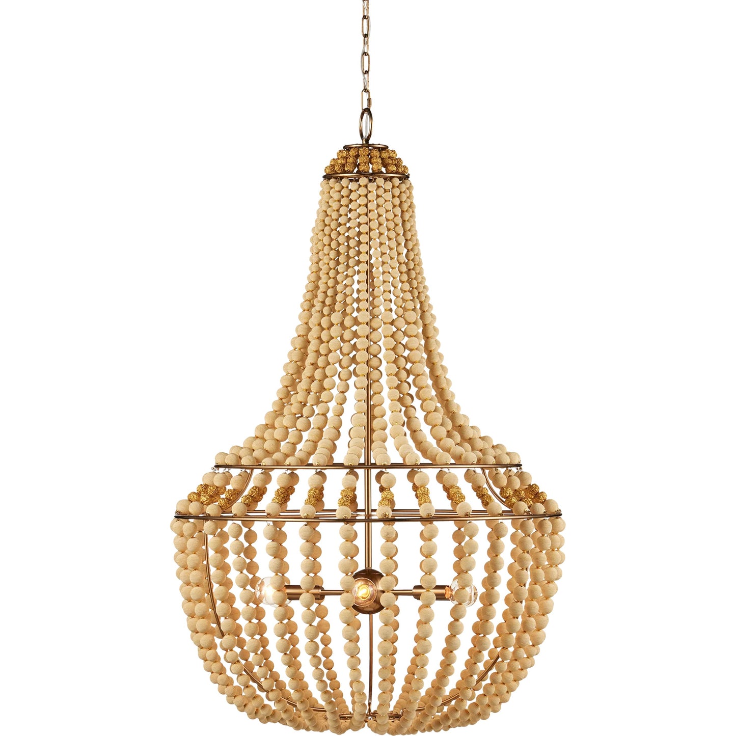 001 SI-2257402 | Primary Silo | Penelope Chandelier by Currey and Company in beige, antique brass. Made from iron, fabric, brass in a coastal style.
