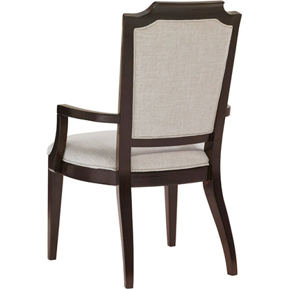 Candace Arm Chair by Lexington in white, ivory and dark brown. Made from mahogany, fabric in a unique style.