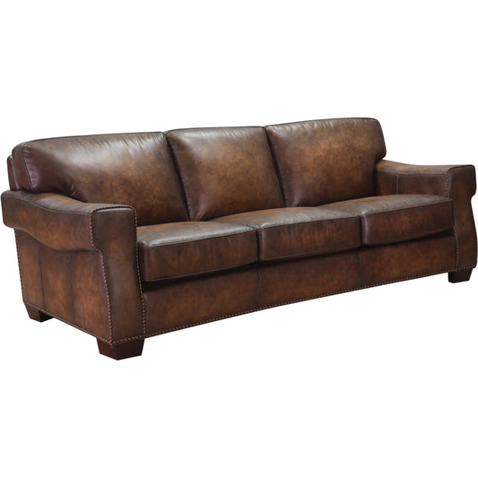 Capri 3-Seat Leather Sofa by Hydeline in russet. Made from full leather, solid hardwood kiln dried in a unique style.