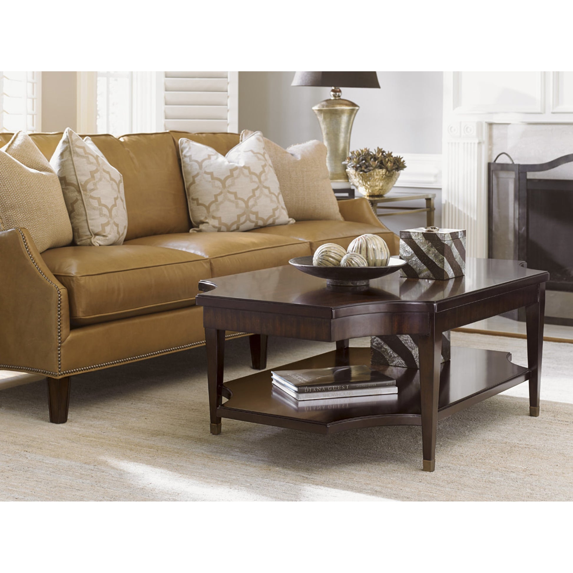 Richmond Rectangular Cocktail Table by Lexington in ribbon stripe mahogany. Made from unique in a traditional style.