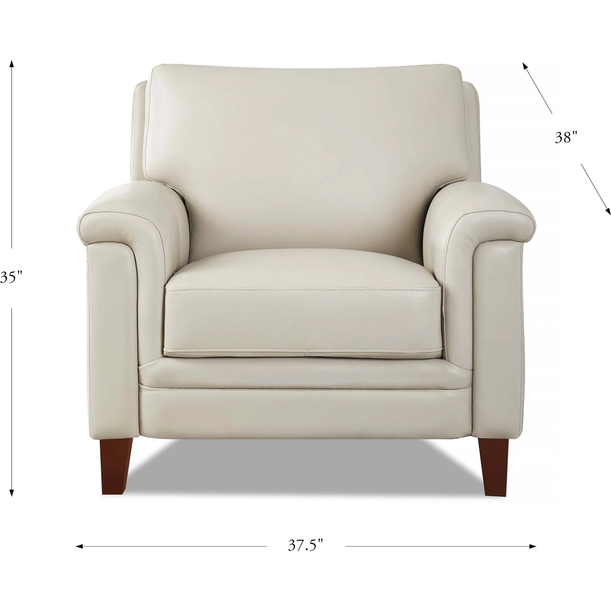 Westcott Chair by Hydeline in vanilla white. Made from leather in a transitional style.
