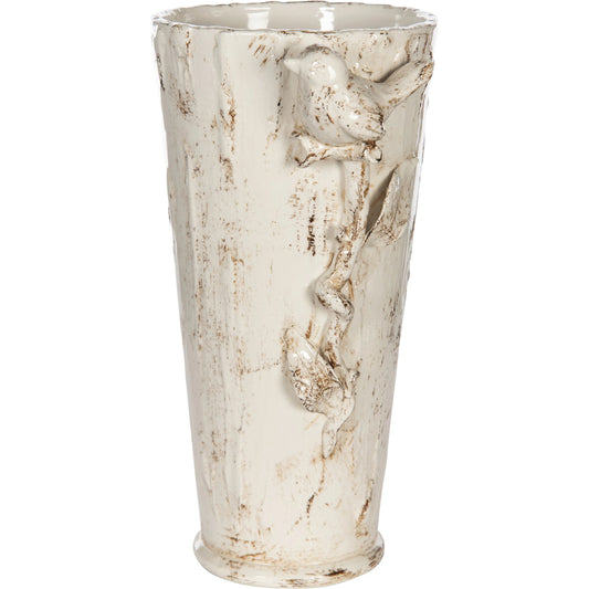 Vase with Bird by Bradburn Home in white. Made from ceramic in a eclectic & global style.