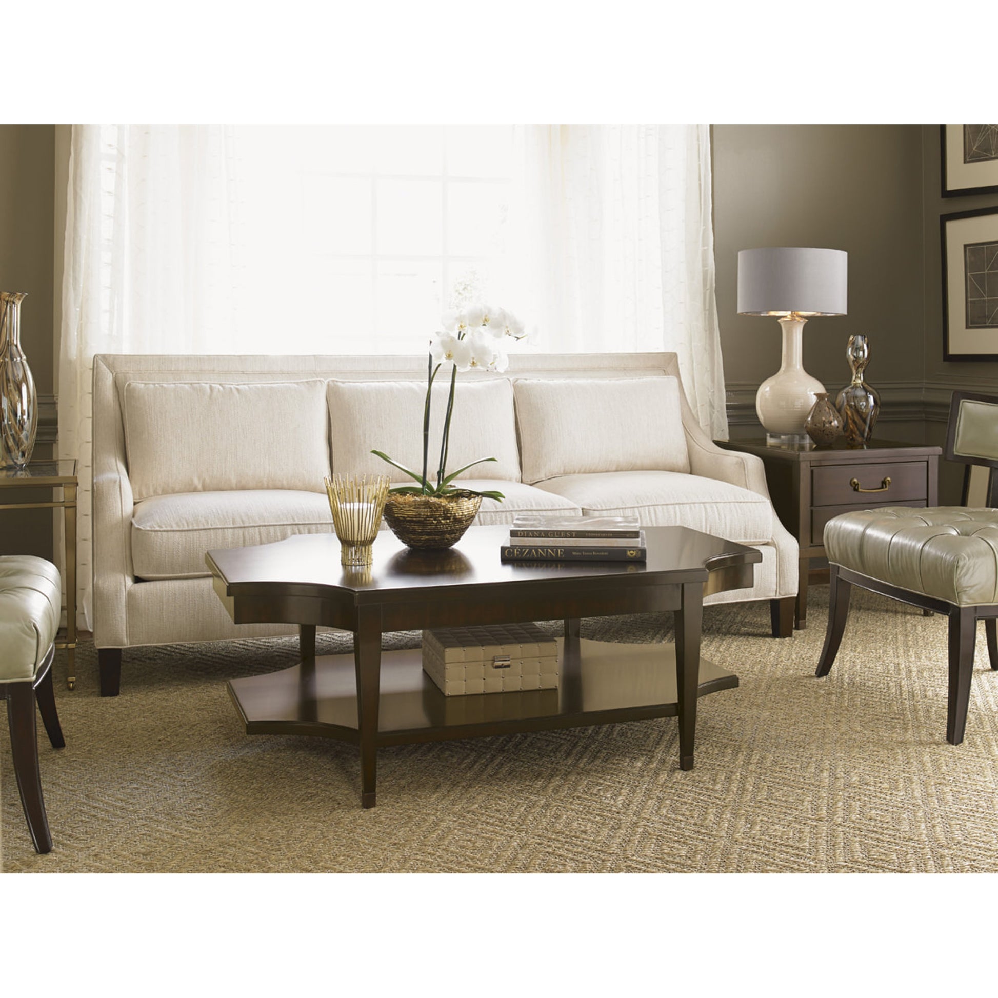 Richmond Rectangular Cocktail Table by Lexington in ribbon stripe mahogany. Made from unique in a traditional style.