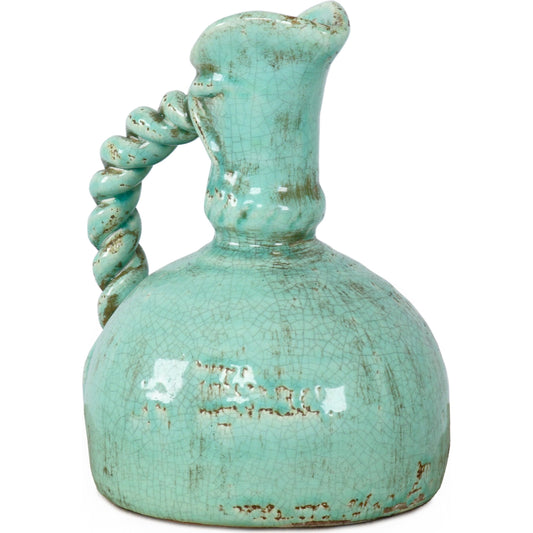 Blue Pitcher by Zentique in distressed blue and ceramic. Made from ceramic in a eclectic & global style.