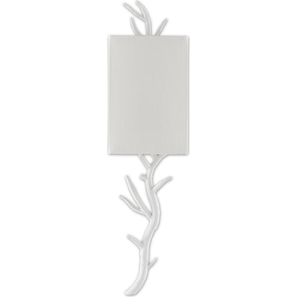 Baneberry Wall Sconce by Currey and Company in gesso white. Made from wrought iron in a transitional style.