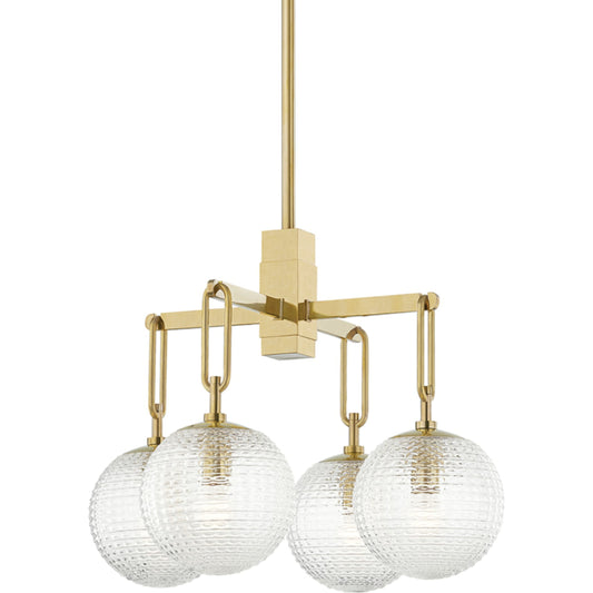 Jewett Chandelier by Hudson Valley in aged brass. Made from brass in a modern style.
