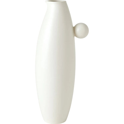 Ball Handled Pitcher by Global Views in white. Made from ceramic in a modern style.