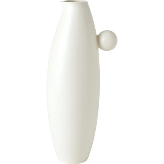 Ball Handled Pitcher by Global Views in white. Made from ceramic in a unique style.