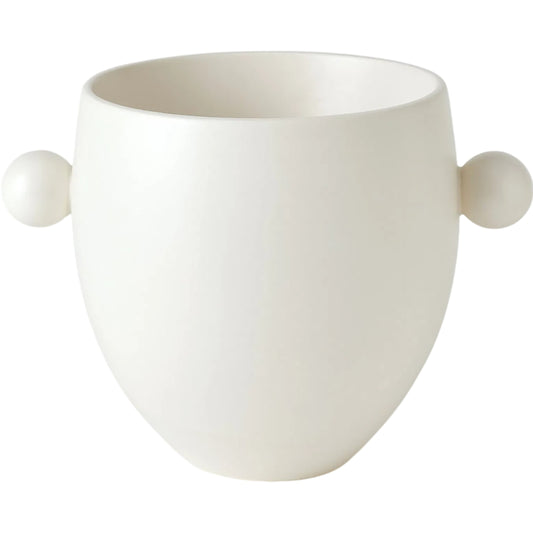 Ball Handled Ice Bucket by Global Views in white. Made from ceramic in a unique style.