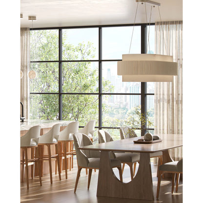 Monreale Oval Chandelier by Currey and Company in white, sugar white. Made from kraft paper twine, wrought iron in a coastal style.