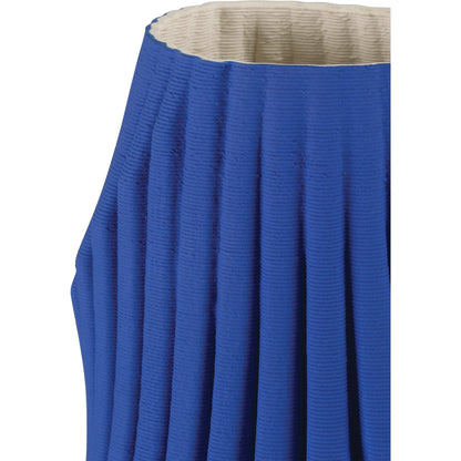 Pleat Vase by Currey and Company in cobalt blue. Made from porcelain in a modern style.