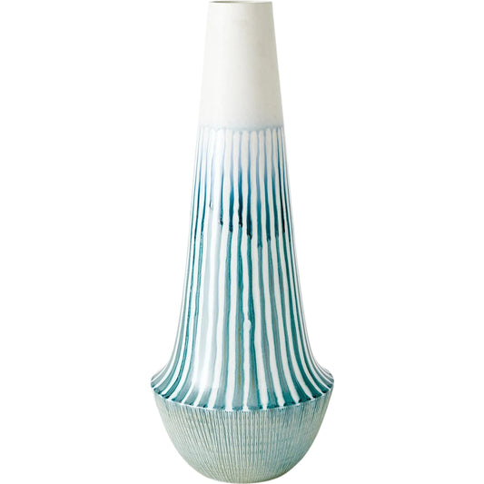 Striped Flair Vase by Global Views in blue and white. Made from unique in a unique style.