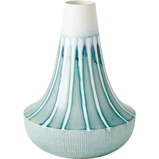Striped Flair Vase by Global Views in blue and white. Made from unique in a unique style.