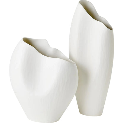 Horn White Vase by Global Views in matte white. Made from unique in a modern style.