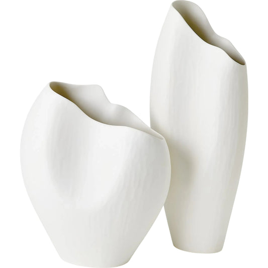 Horn White Vase by Global Views in matte white. Made from unique in a modern style.