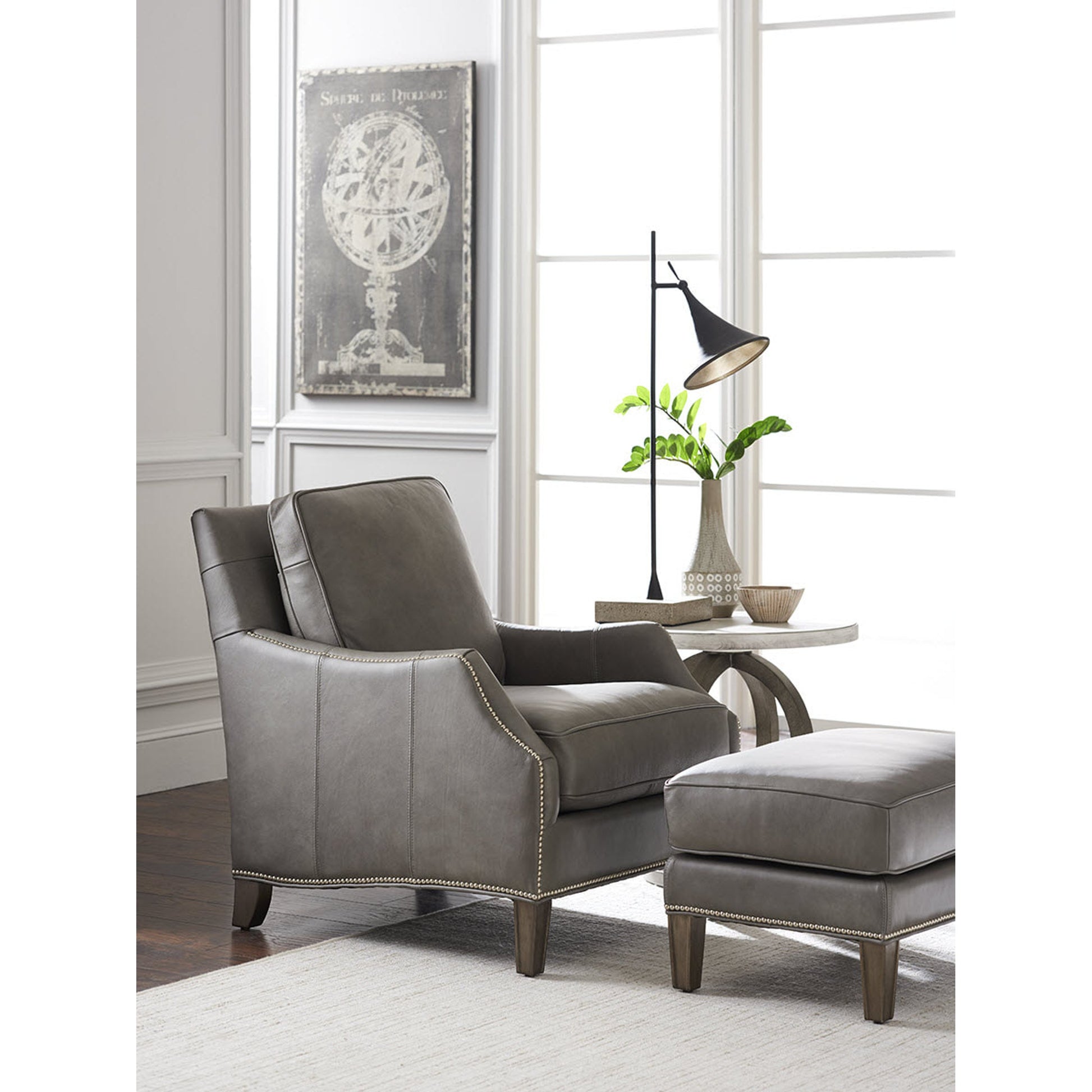 Ashton Leather Ottoman by Lexington. Made from unique in a transitional style.