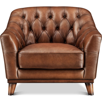 Lowell Leather Sofa by Hydeline in mocha. Made from full leather, solid hardwood kiln dried in a unique style.