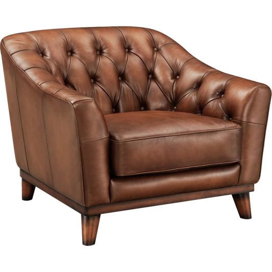 Lowell Leather Sofa by Hydeline in mocha. Made from full leather, solid hardwood kiln dried in a unique style.