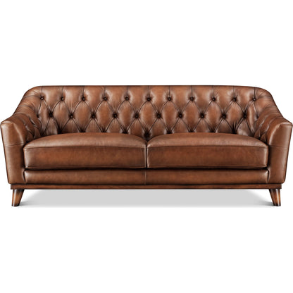 Lowell 3-Seat Leather Sofa by Hydeline in mocha. Made from full leather, solid hardwood kiln dried in a unique style.