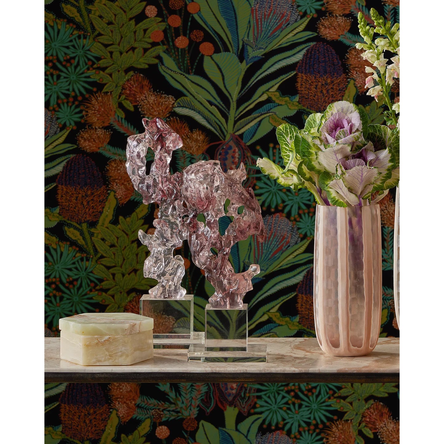 014 SI-2524303 | Lifestyle | Faux Rock Crystal Sculpture by Currey and Company in purple pink, clear. Made from composite, optic crystal in a modern style.