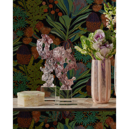 Faux Rock Crystal Sculpture by Currey and Company in purple pink, clear. Made from composite, optic crystal in a modern style.