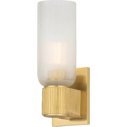 Irondale Wall Sconce by Hudson Valley in aged brass. Made from steel in a unique style.