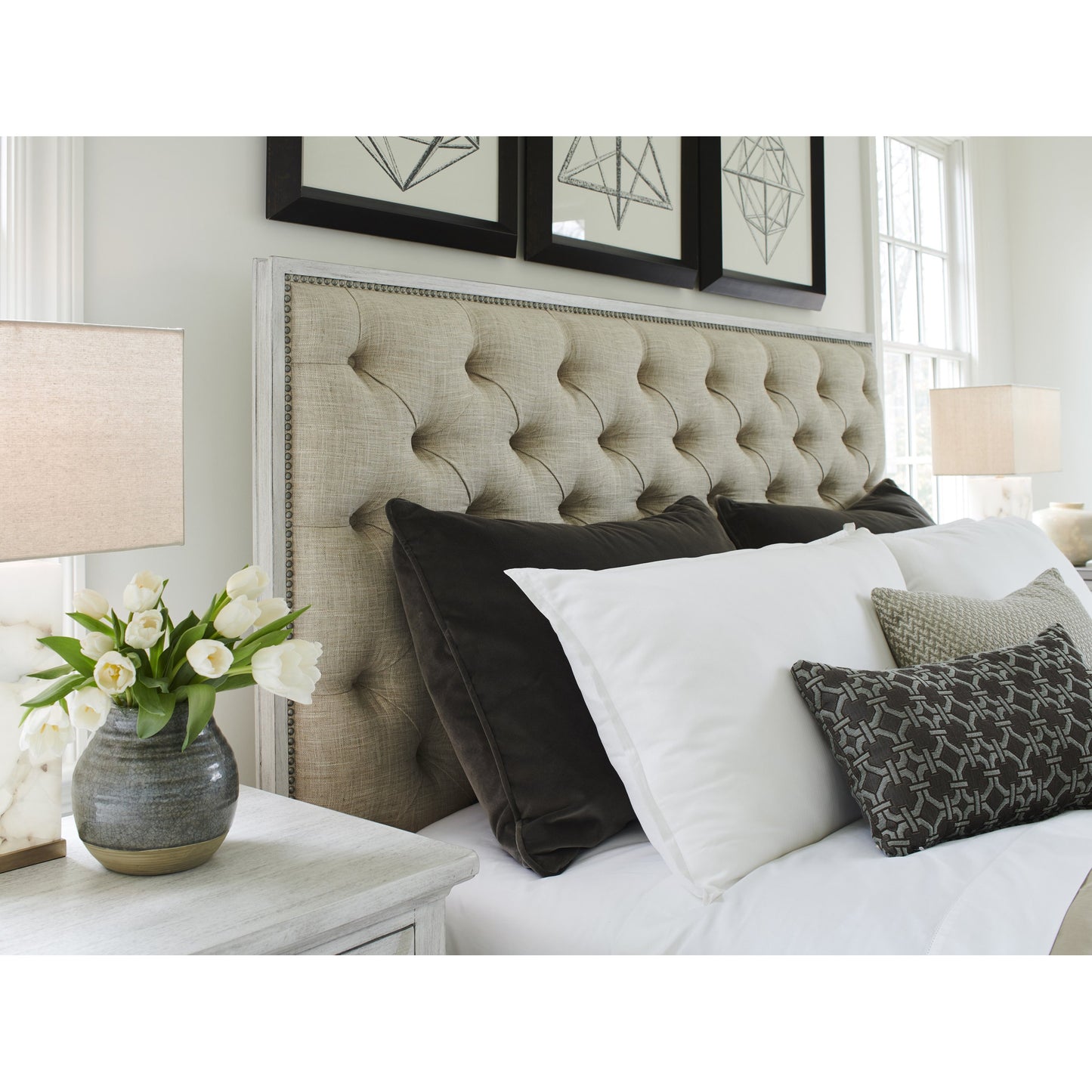 002 SR-835641,SR-835642 | Closeup | Sag Harbor Tufted Upholstered Headboard by Lexington. Made from unique in a transitional style.