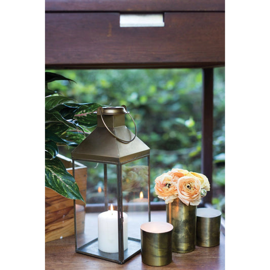 Founder Lantern by Accent Decor in gold. Made from metal in a modern style.